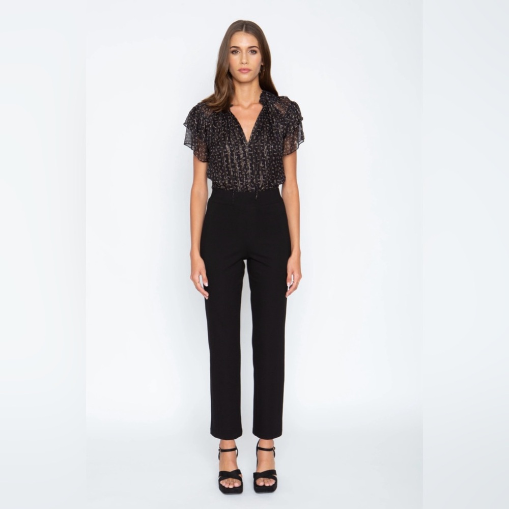 Sheer Black Metallic-Stripe Blouse - Picture 2 of 6